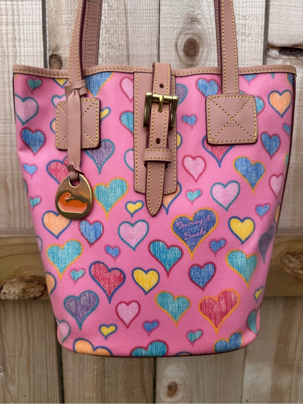 Dooney & Bourke Pink Multicolor Heart-Print Tote